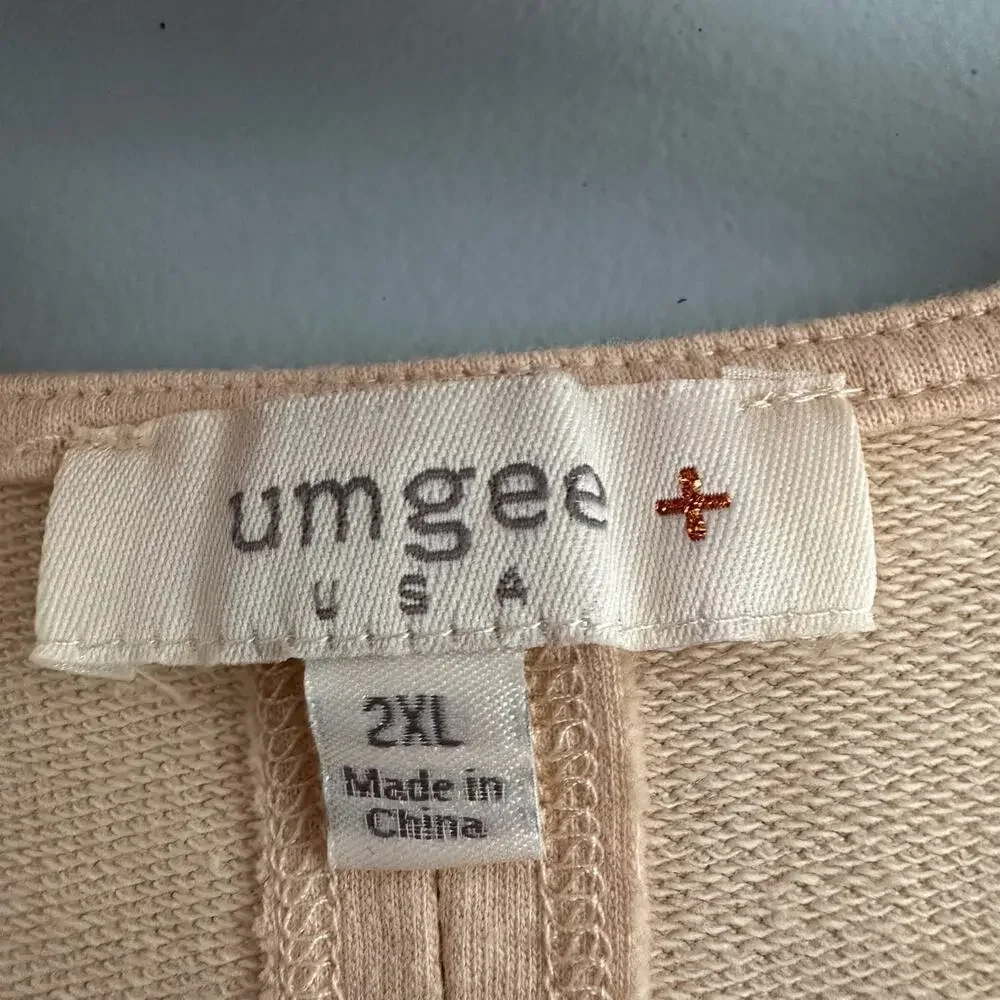 Umgee 2XL Dip Dye French Terry Round Neck Button - Picture 3 of 5